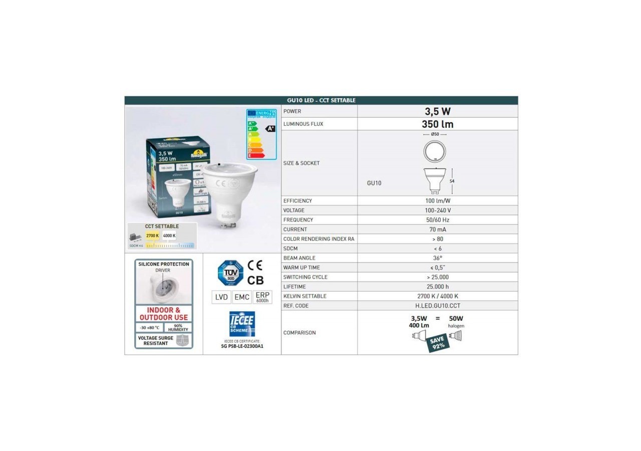 Applique Fumagalli Franca 90 1L 3,5W GU10 CCT - 3A7.002.000.AXU1K - Barcelona LED