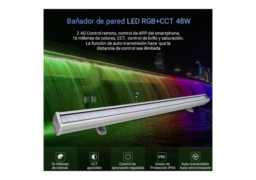 Rampe LED RGB + CCT 48W contrôle RF/WiFi | Mi Light - RL2-48 - Barcelona LED Rampe LED RGB + CCT 48W contrôle RF/WiFi | Mi Light - RL2-48 - Barcelona LED
