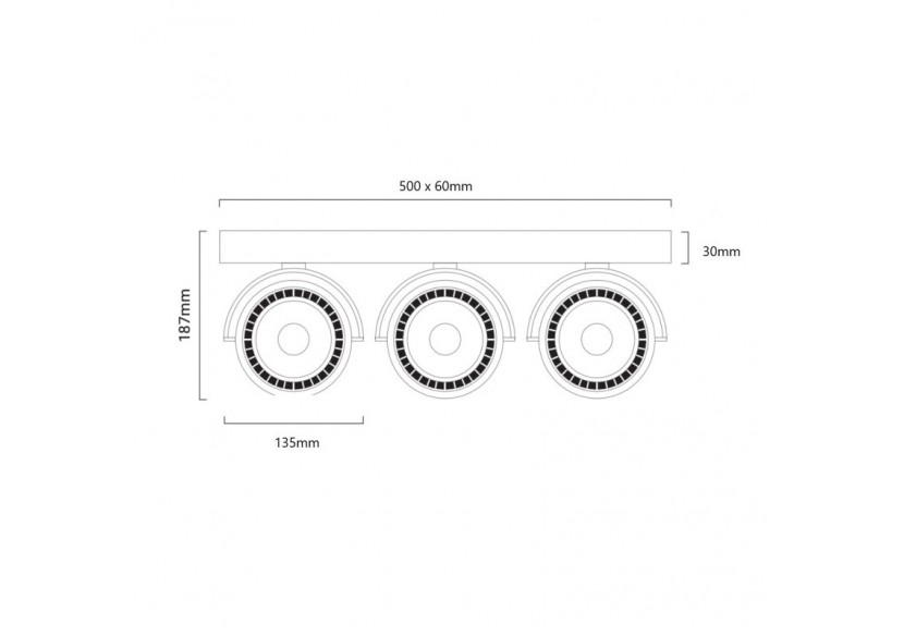 Plafonnier "IRIS-3 " 3x AR111 GU10 - L303-B - Barcelona LED