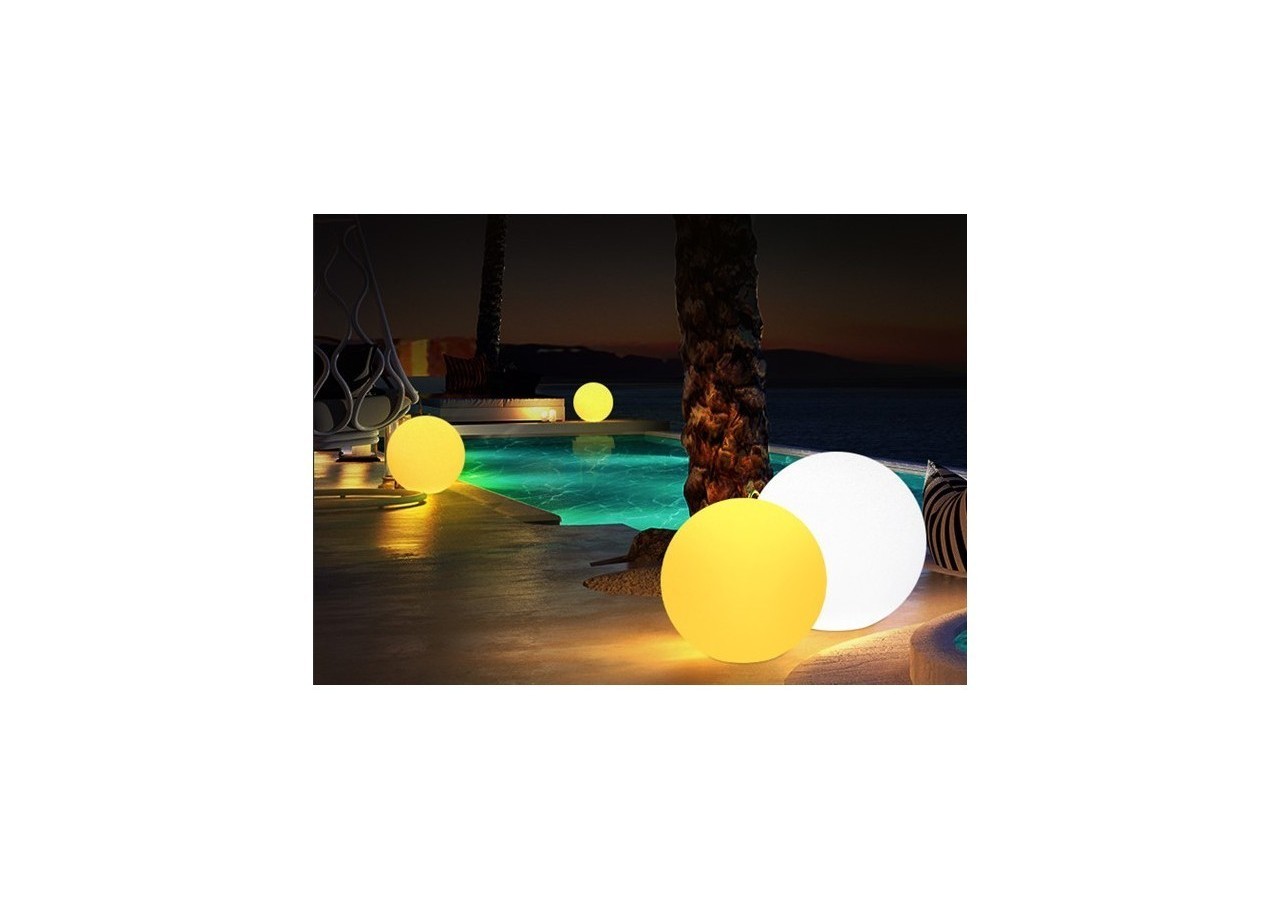 Boule lumineuse LED RGBW 25cm en résine blanche 1W IP65 230V-AC - MU2002-2 - Barcelona LED