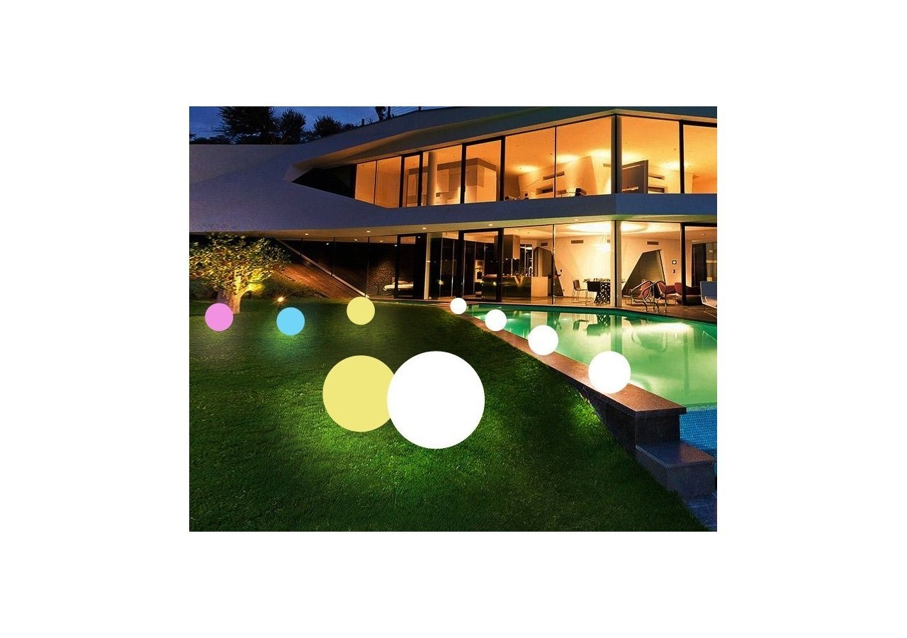 Boule lumineuse LED RGBW 25cm en résine blanche 1W IP65 230V-AC - MU2002-2 - Barcelona LED