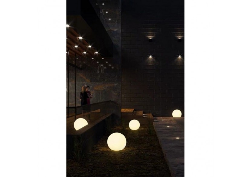 Boule lumineuse LED RGBW 25cm en résine blanche 1W IP65 230V-AC - MU2002-2 - Barcelona LED