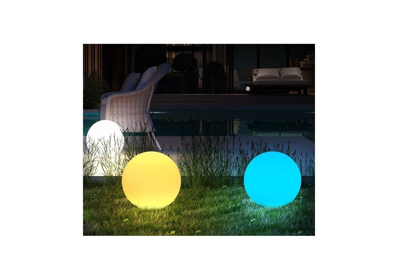 Boule lumineuse LED RGBW 25cm en résine blanche 1W IP65 230V-AC - MU2002-2 - Barcelona LED