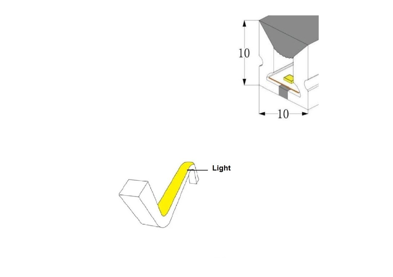 Néon LED flexible 24V DC-10X10mm-5m-IP67-14W/m-À courbure verticale - B3370-VE - Barcelona LED