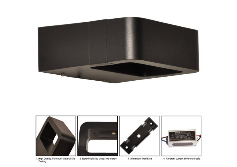 Applique LED murale "Kurrt" 7W IP65 - LN1513-N-BC - Barcelona LED