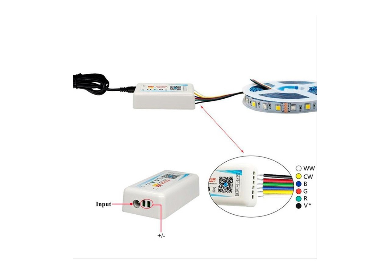 Contrôleur LED WiFi RGBW 9/24V 5 canaux 15A SMARTHOME - B1644-3-RGBW - Barcelona LED