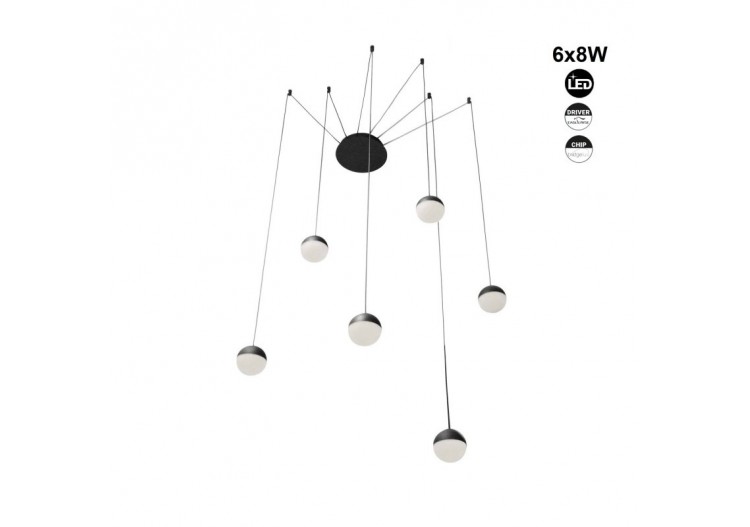 Suspension LED design Orbit 6x8W (48W) - LN4028-N - Barcelona LED