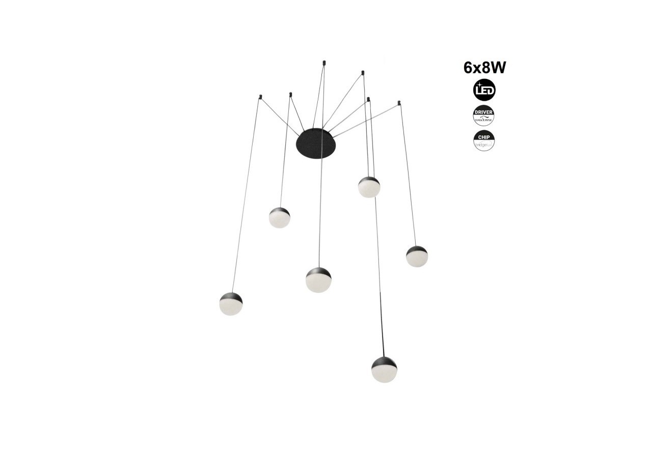 Suspension LED design Orbit 6x8W (48W) - LN4028-N - Barcelona LED