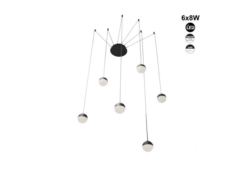 Suspension LED design Orbit 6x8W (48W) - LN4028-N - Barcelona LED