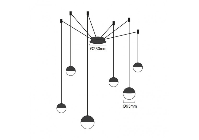 Suspension LED design Orbit 6x8W (48W) - LN4028-N - Barcelona LED