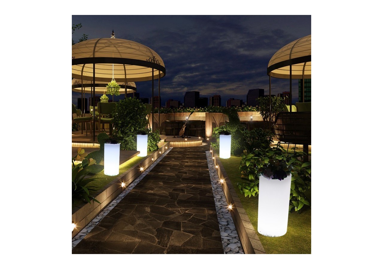 Cache-pot LED RGBW en résine 40x80cm 5W Sans fil IP65 - MU3001 - Barcelona LED