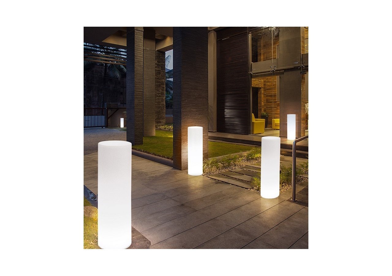 Pot de fleur LED RGBW en résine blanche 40x115cm 7W IP65 Sans fil - MU2008 - Barcelona LED