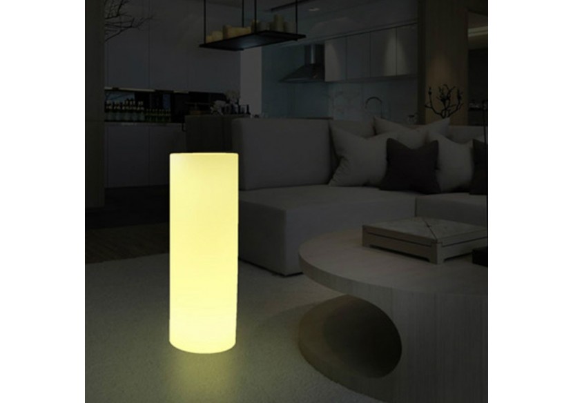 Pot de fleur LED RGBW en résine blanche 40x115cm 7W IP65 Sans fil - MU2008 - Barcelona LED