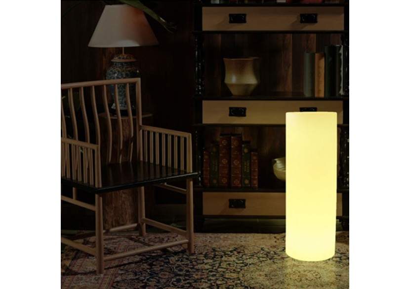 Pot de fleur LED RGBW en résine blanche 40x115cm 7W IP65 Sans fil - MU2008 - Barcelona LED