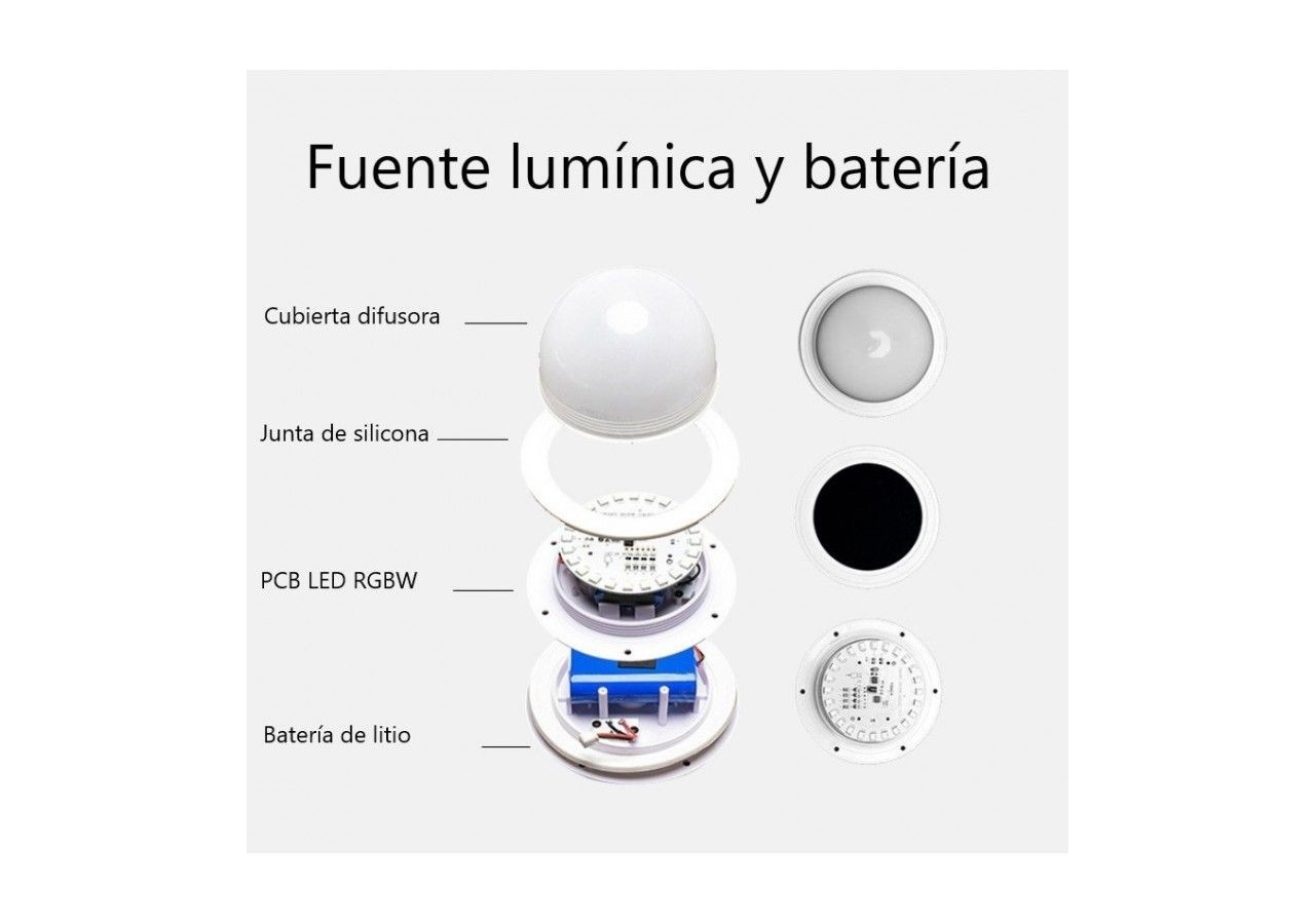 Lampe de table LED RGBW extérieur rechargeable - MU4003 - Barcelona LED