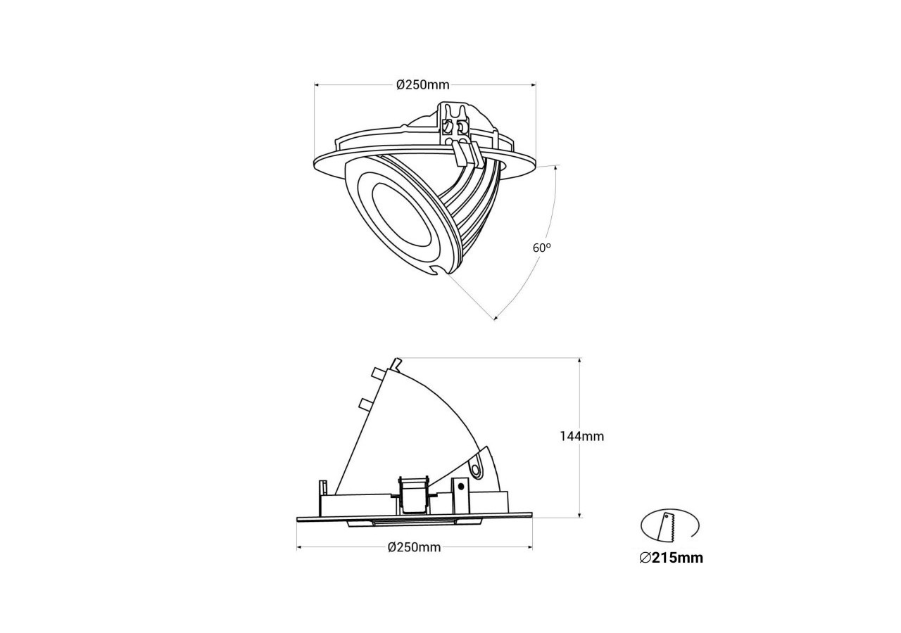 Spot LED encastrable COB 48W-IRC80-Puce Philips-Driver Lifud-IP20-Diamètre de coupe diamètre 215mm - B1268-48BN - Barcelona LED