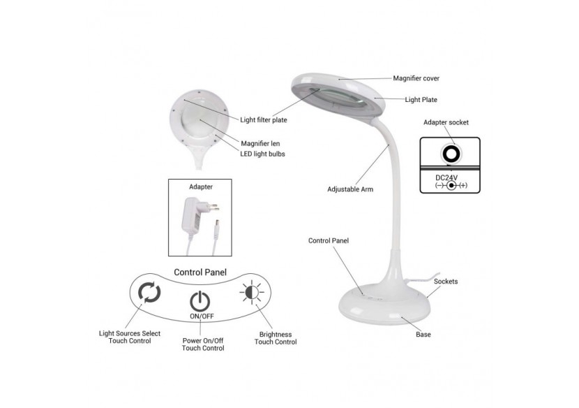 Lampe loupe LED de bureau-Dimmable-CCT-8W - L1020-B - Barcelona LED