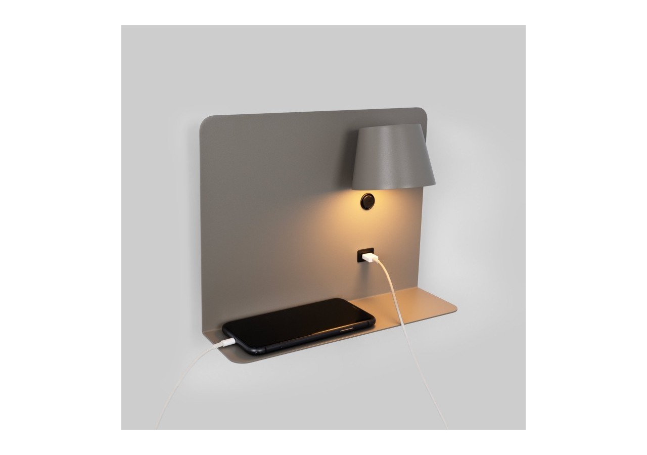 Applique murale liseuse avec port USB "BASKOP"-6W-Design horizontal - LN1541-G - Barcelona LED