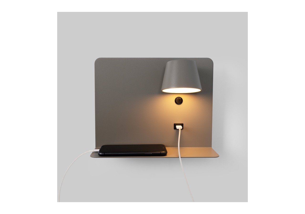 Applique murale liseuse avec port USB "BASKOP"-6W-Design horizontal - LN1541-G - Barcelona LED
