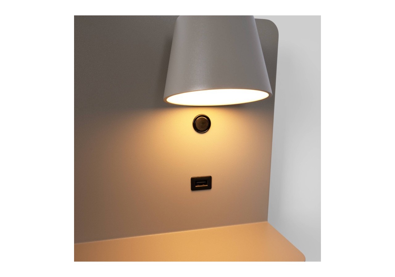 Applique murale liseuse avec port USB "BASKOP"-6W-Design horizontal - LN1541-G - Barcelona LED
