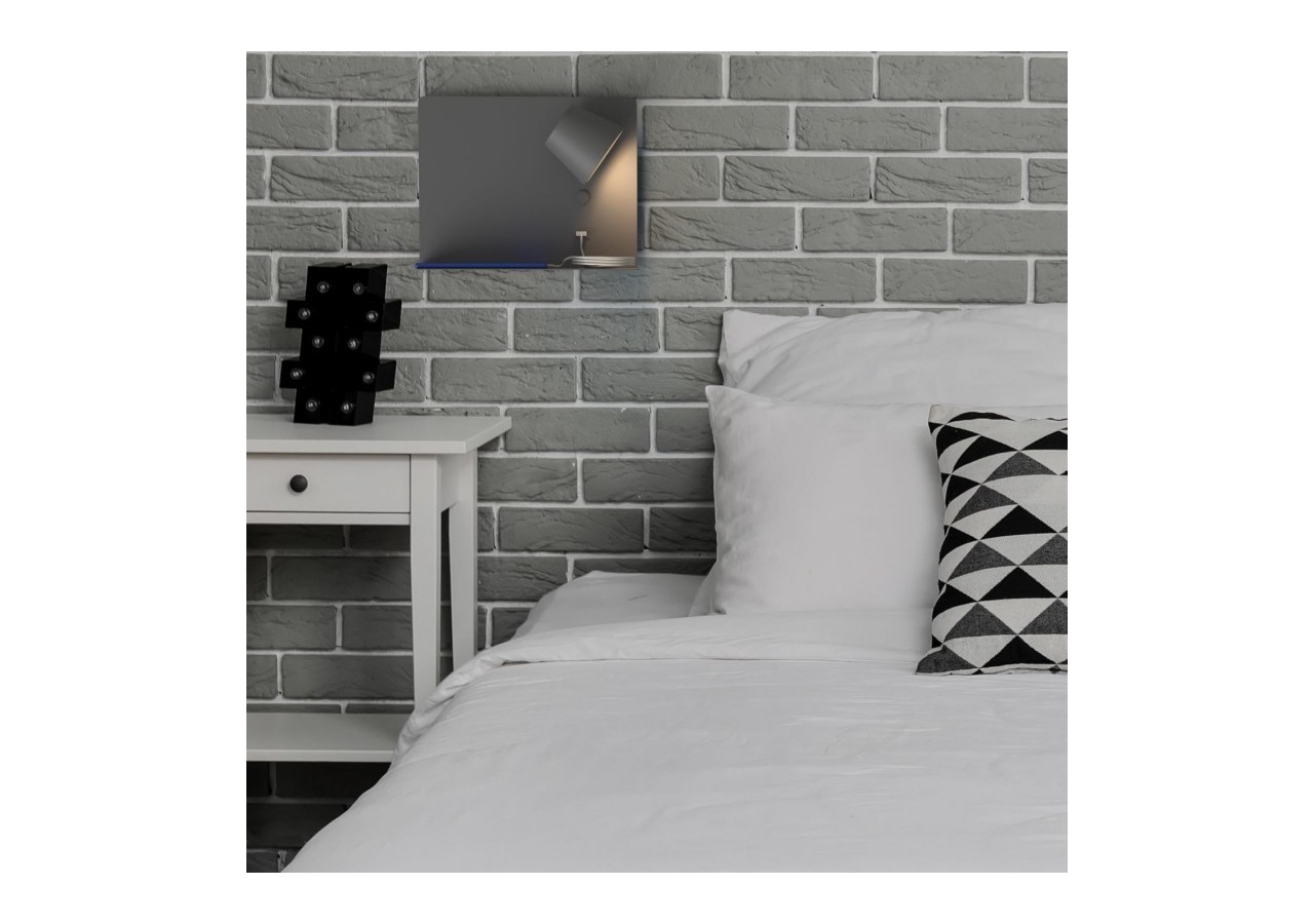 Applique murale liseuse avec port USB "BASKOP"-6W-Design horizontal - LN1541-G - Barcelona LED