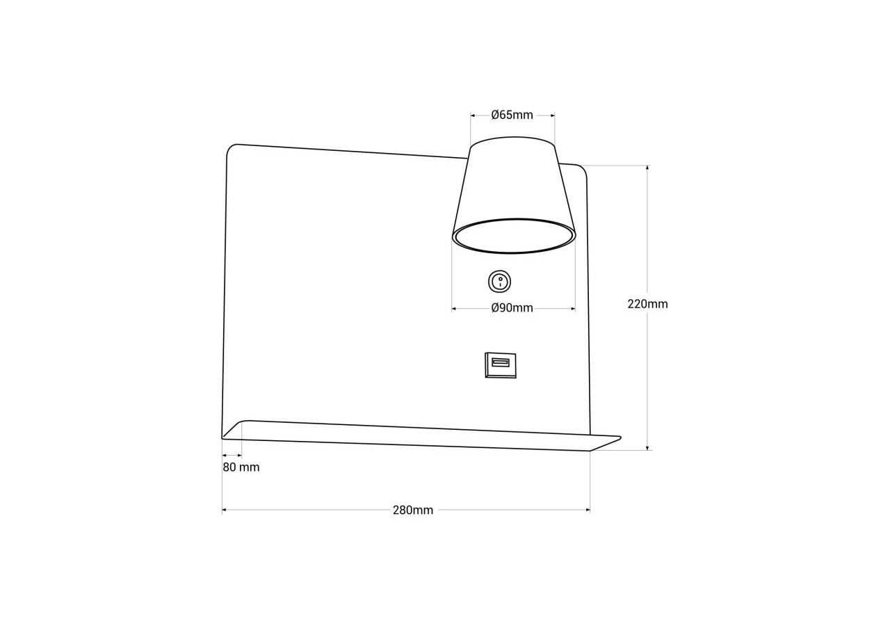 Applique murale liseuse avec port USB "BASKOP"-6W-Design horizontal - LN1541-G - Barcelona LED