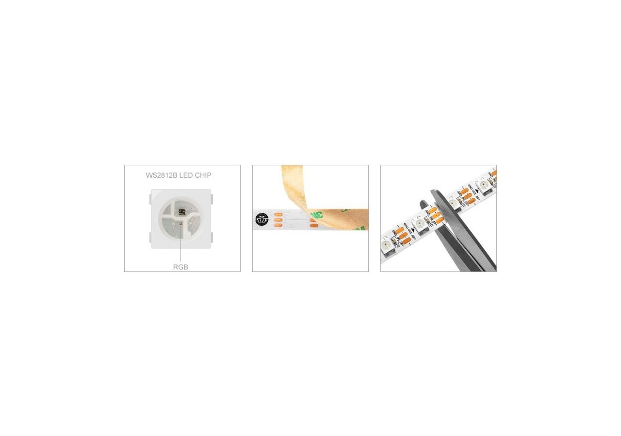 Ruban LED intelligent IC RGB 5V DC-14,4W/m-IP20-60 LED/m-Largeur 10mm-5m - B1572RGB - Barcelona LED