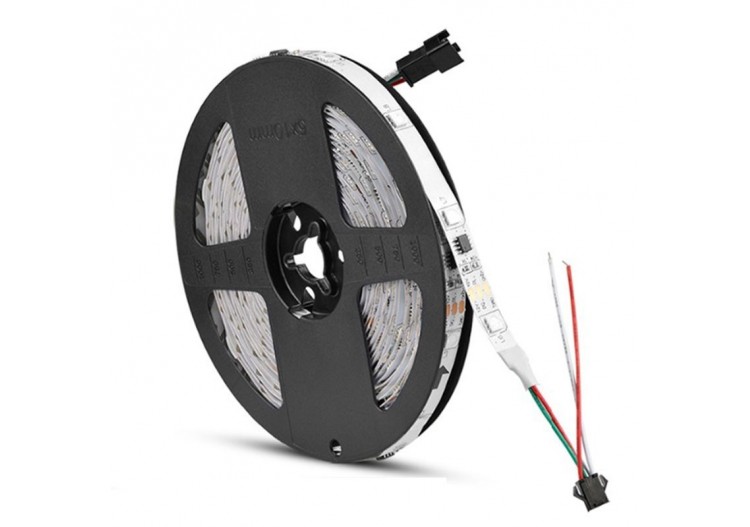 Ruban LED intelligent IC RGB 12V DC-14,4 W/m-IP20-60 LED/m-Largeur 10mm-5m - B1574RGB - Barcelona LED