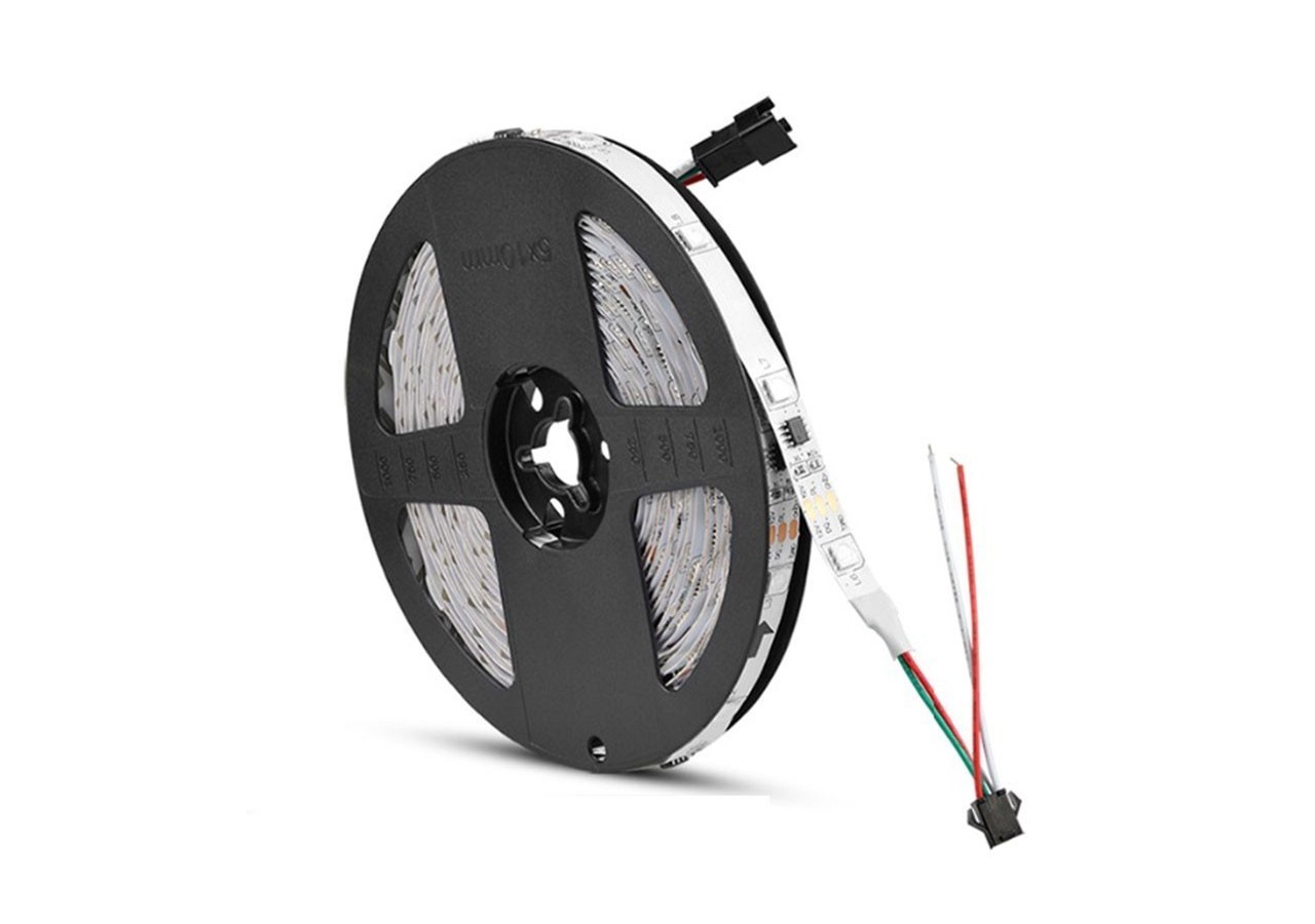 Ruban LED intelligent IC RGB 12V DC-14,4 W/m-IP20-60 LED/m-Largeur 10mm-5m - B1574RGB - Barcelona LED