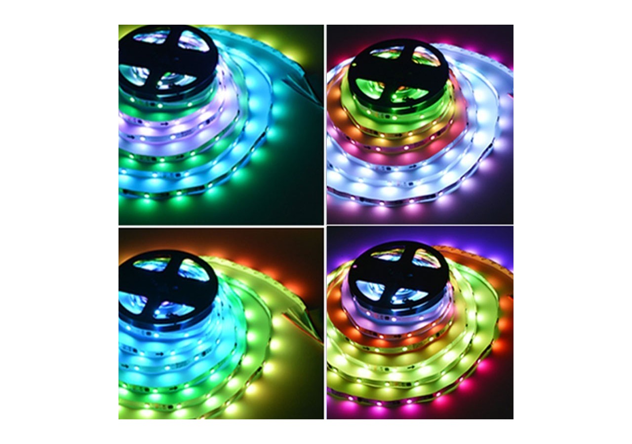 Ruban LED intelligent IC RGB 12V DC-14,4 W/m-IP20-60 LED/m-Largeur 10mm-5m - B1574RGB - Barcelona LED