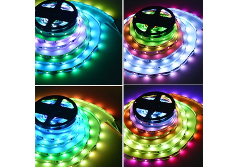 Ruban LED intelligent IC RGB 12V DC-14,4 W/m-IP20-60 LED/m-Largeur 10mm-5m - B1574RGB - Barcelona LED Ruban LED intelligent IC RGB 12V DC-14,4 W/m-IP20-60 LED/m-Largeur 10mm-5m - B1574RGB - Barcelona LED