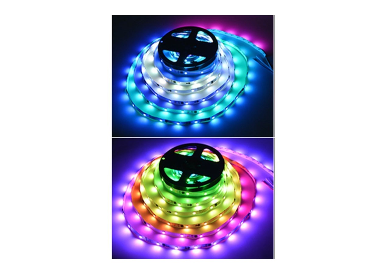 Ruban LED intelligent IC RGB 12V DC-14,4 W/m-IP20-60 LED/m-Largeur 10mm-5m - B1574RGB - Barcelona LED