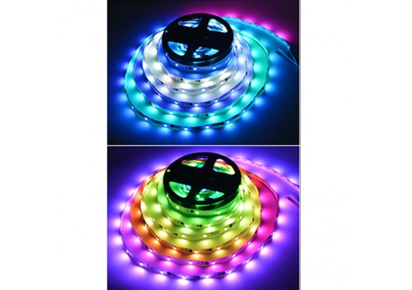 Ruban LED intelligent IC RGB 12V DC-14,4 W/m-IP20-60 LED/m-Largeur 10mm-5m - B1574RGB - Barcelona LED Ruban LED intelligent IC RGB 12V DC-14,4 W/m-IP20-60 LED/m-Largeur 10mm-5m - B1574RGB - Barcelona LED