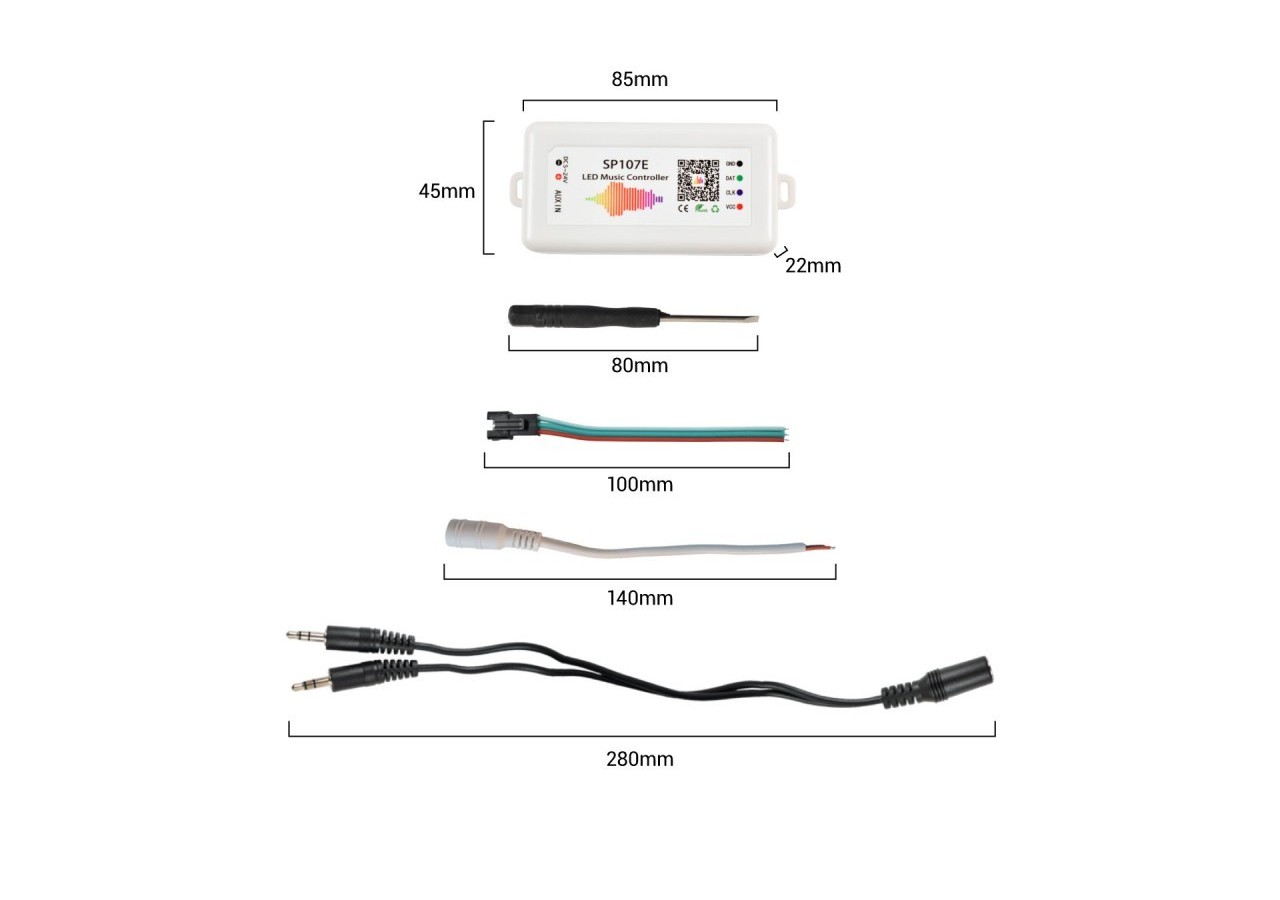 Contrôleur musical LED IC Pixel RGB/RGBW Bluetooth-5-24V DC-960 pixels - SP107E - Barcelona LED