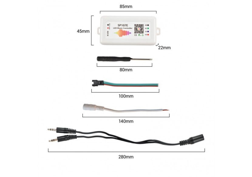 Contrôleur musical LED IC Pixel RGB/RGBW Bluetooth-5-24V DC-960 pixels - SP107E - Barcelona LED