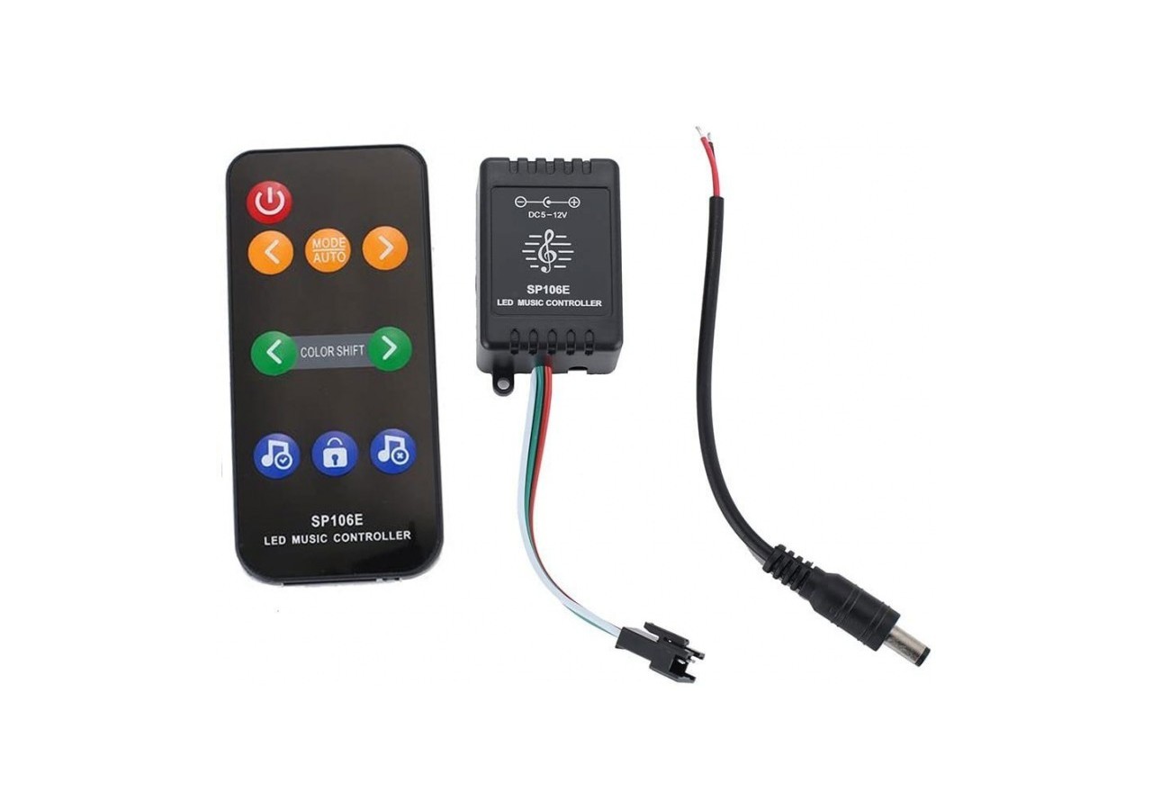 Contrôleur musical LED IC Pixel RGB/RGBW avec télécommande-5-12V DC-600 pixels - SP106E - Barcelona LED