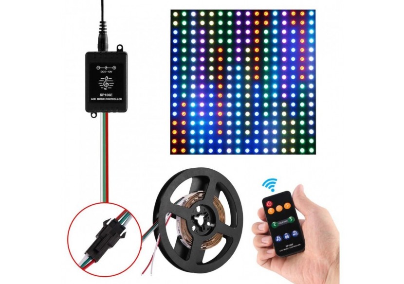 Contrôleur musical LED IC Pixel RGB/RGBW avec télécommande-5-12V DC-600 pixels - SP106E - Barcelona LED