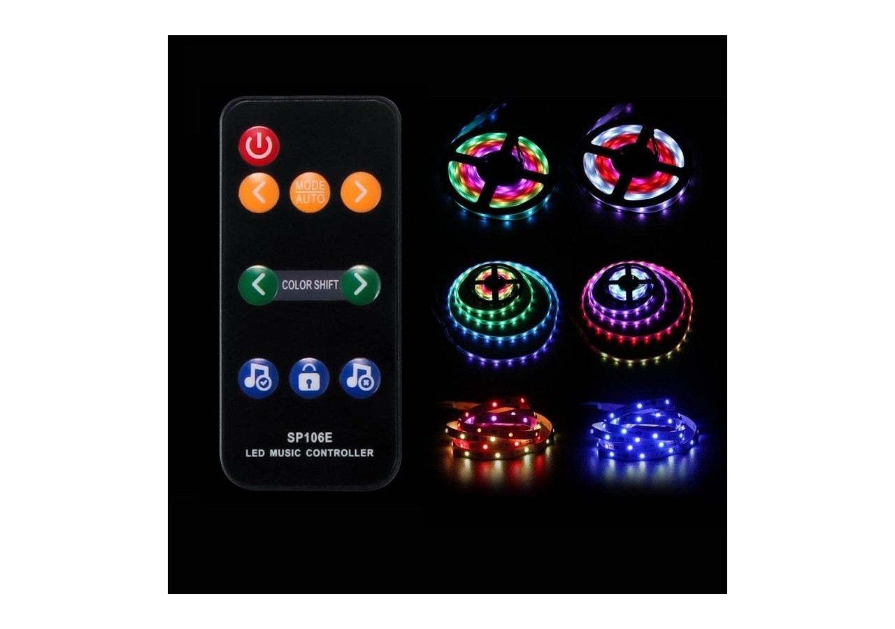 Contrôleur musical LED IC Pixel RGB/RGBW avec télécommande-5-12V DC-600 pixels - SP106E - Barcelona LED