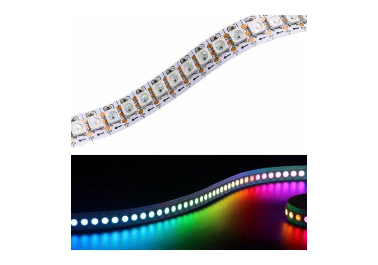 Ruban LED intelligent IC RGB 5V DC-IP20-21,6W/m-144 LED/m-Largeur 12mm-2m - B1573RGB - Barcelona LED