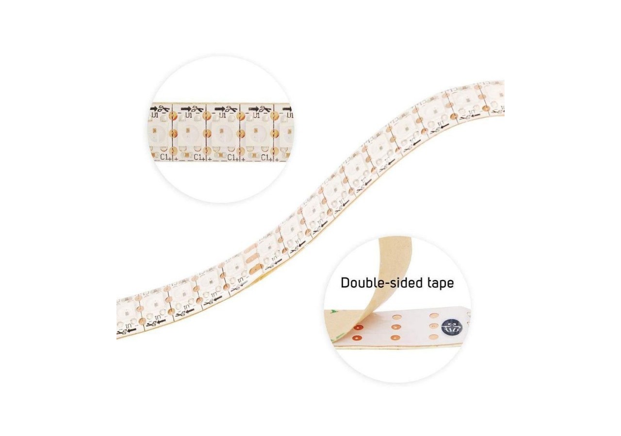 Ruban LED intelligent IC RGB 5V DC-IP20-21,6W/m-144 LED/m-Largeur 12mm-2m - B1573RGB - Barcelona LED