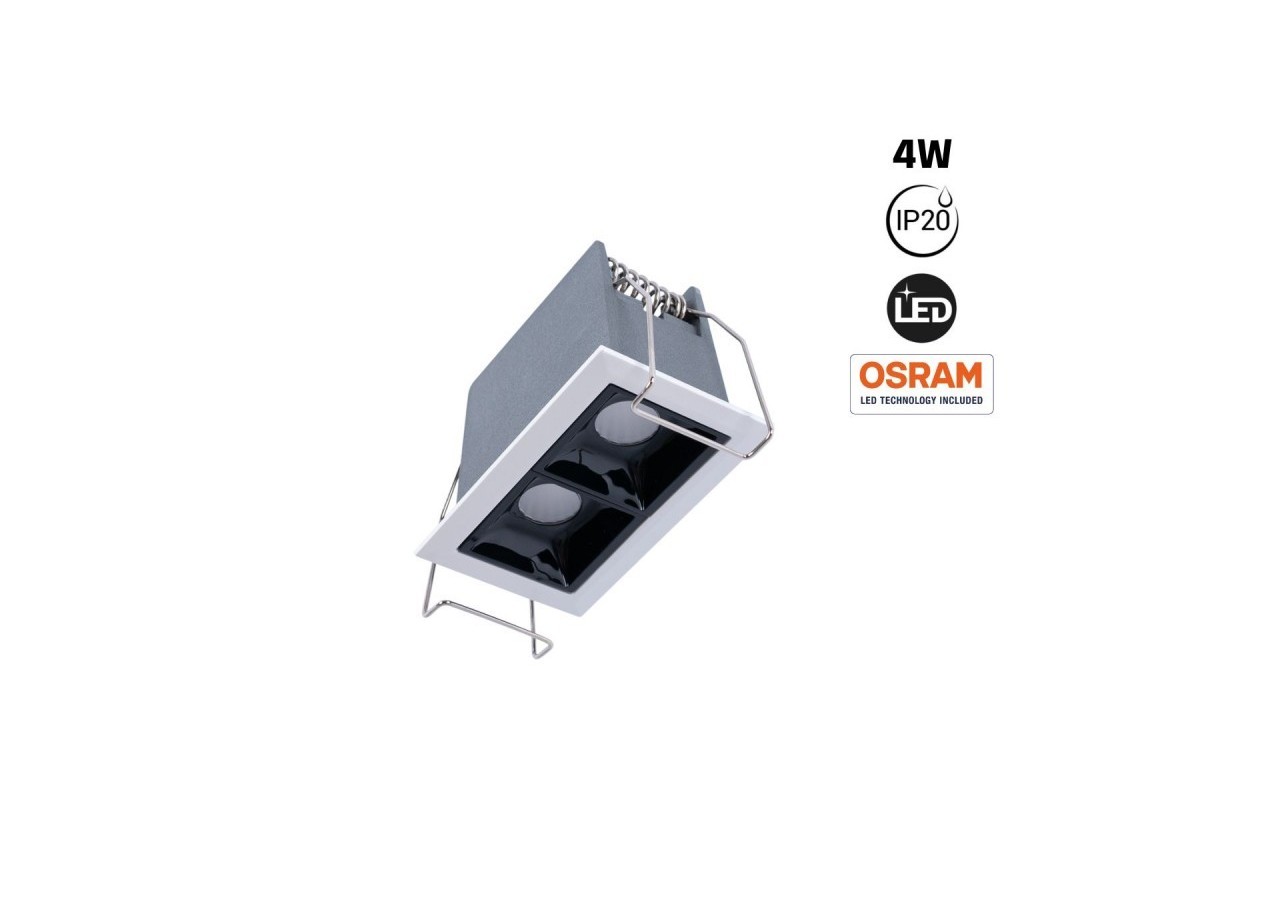 Spot linéaire LED encastrable double 4W-UGR18-IRC90-Puce OSRAM - B1218-4W-B-BN - Barcelona LED