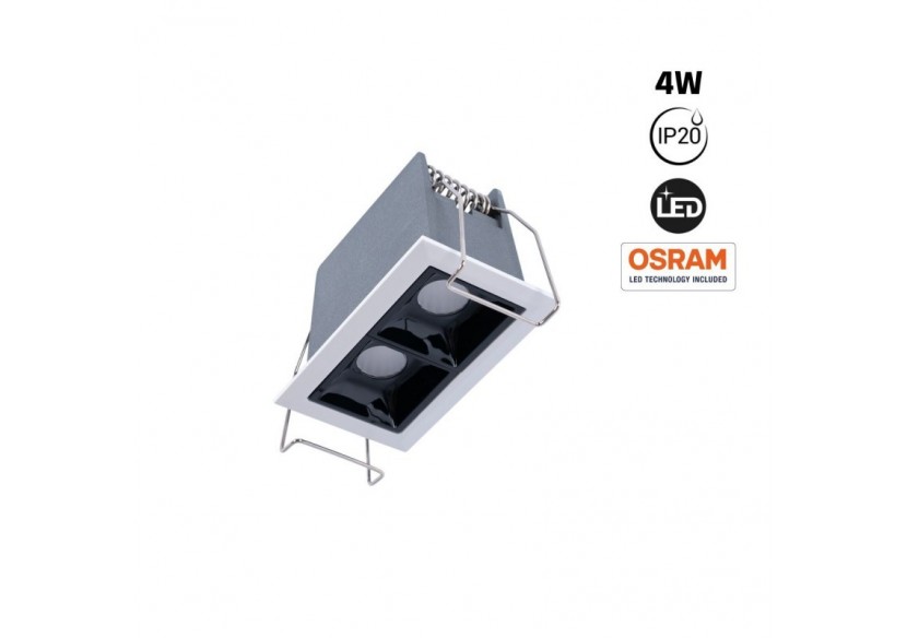 Spot linéaire LED encastrable double 4W-UGR18-IRC90-Puce OSRAM - B1218-4W-B-BN - Barcelona LED