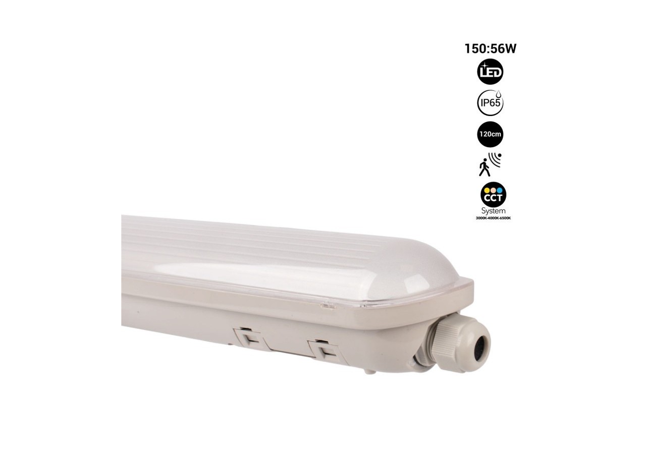 Réglette LED étanche CCT connectable avec détecteur de mouvement-150cm-56W-IP65 - B8400-150-S-CCT - Barcelona LED