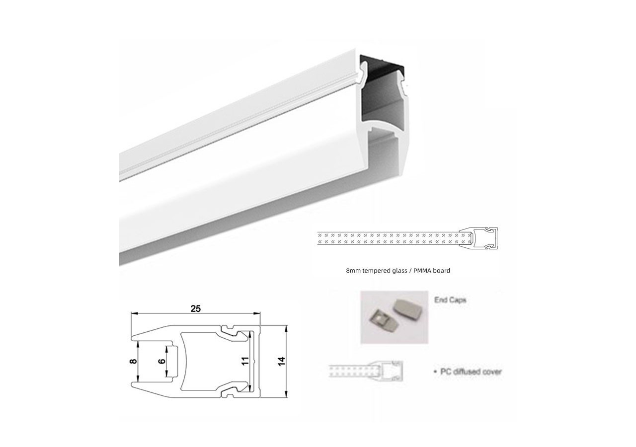Profilé aluminium pour vitre et étagère 25x14mm (2m) - BPERFALP138 - Barcelona LED