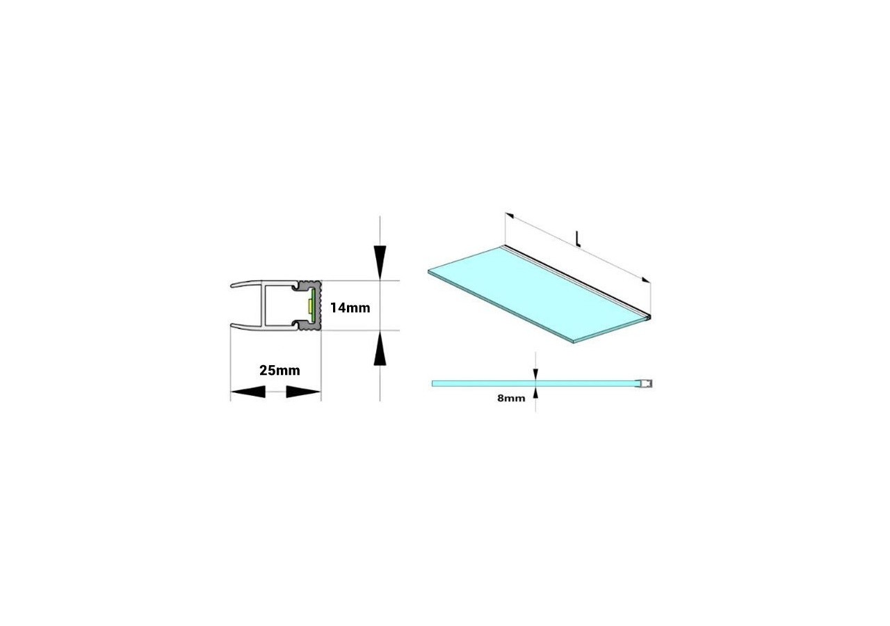 Profilé aluminium pour vitre et étagère 25x14mm (2m) - BPERFALP138 - Barcelona LED