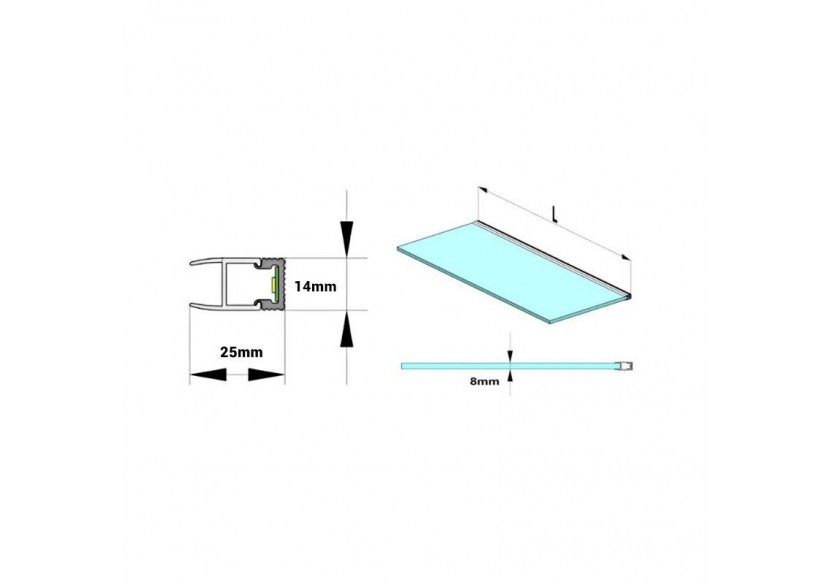 Profilé aluminium pour vitre et étagère 25x14mm (2m) - BPERFALP138 - Barcelona LED Profilé aluminium pour vitre et étagère 25x14mm (2m) - BPERFALP138 - Barcelona LED