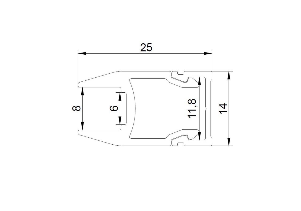 Profilé aluminium pour vitre et étagère 25x14mm (2m) - BPERFALP138 - Barcelona LED