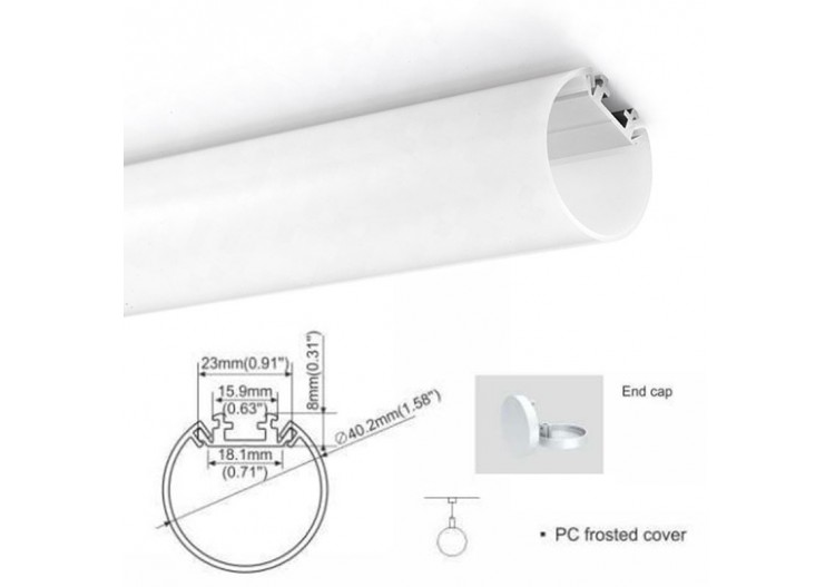 Profilé aluminium suspendu ou saillie 23X8mm pour ruban LED (2m) - BPERFT40 - Barcelona LED 2