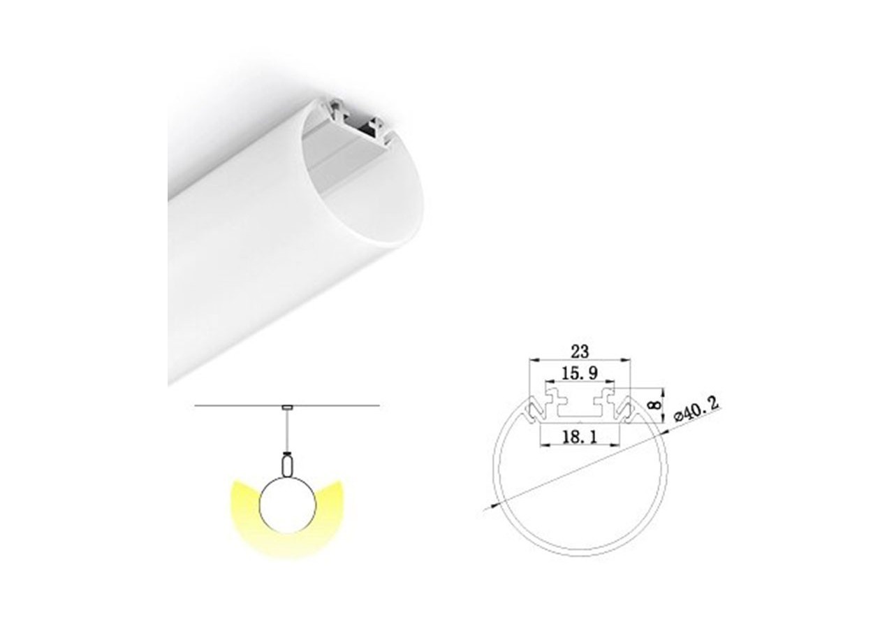 Diffuseur diamètre 40.2mm pour profilé aluminium BPERFT40 - BDRGT40 - Barcelona LED