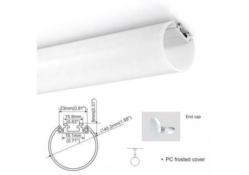 Diffuseur diamètre 40.2mm pour profilé aluminium BPERFT40 - BDRGT40 - Barcelona LED Diffuseur diamètre 40.2mm pour profilé aluminium BPERFT40 - BDRGT40 - Barcelona LED